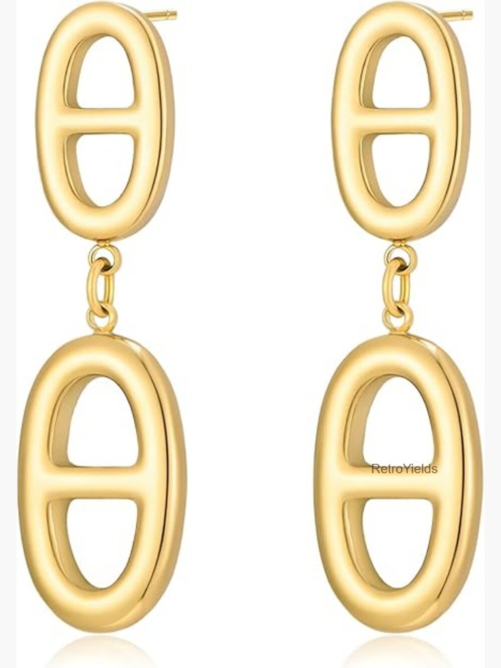 14K Gold Plated Paperclip Earrings - Dangle Drop Studs